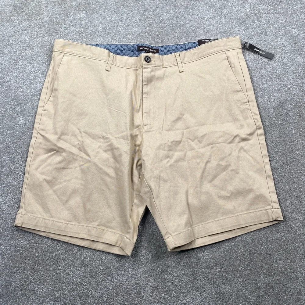 Michael Kors Chino Shorts Mens 38 Tan Stretch Cotton Twill KS5301JHW1